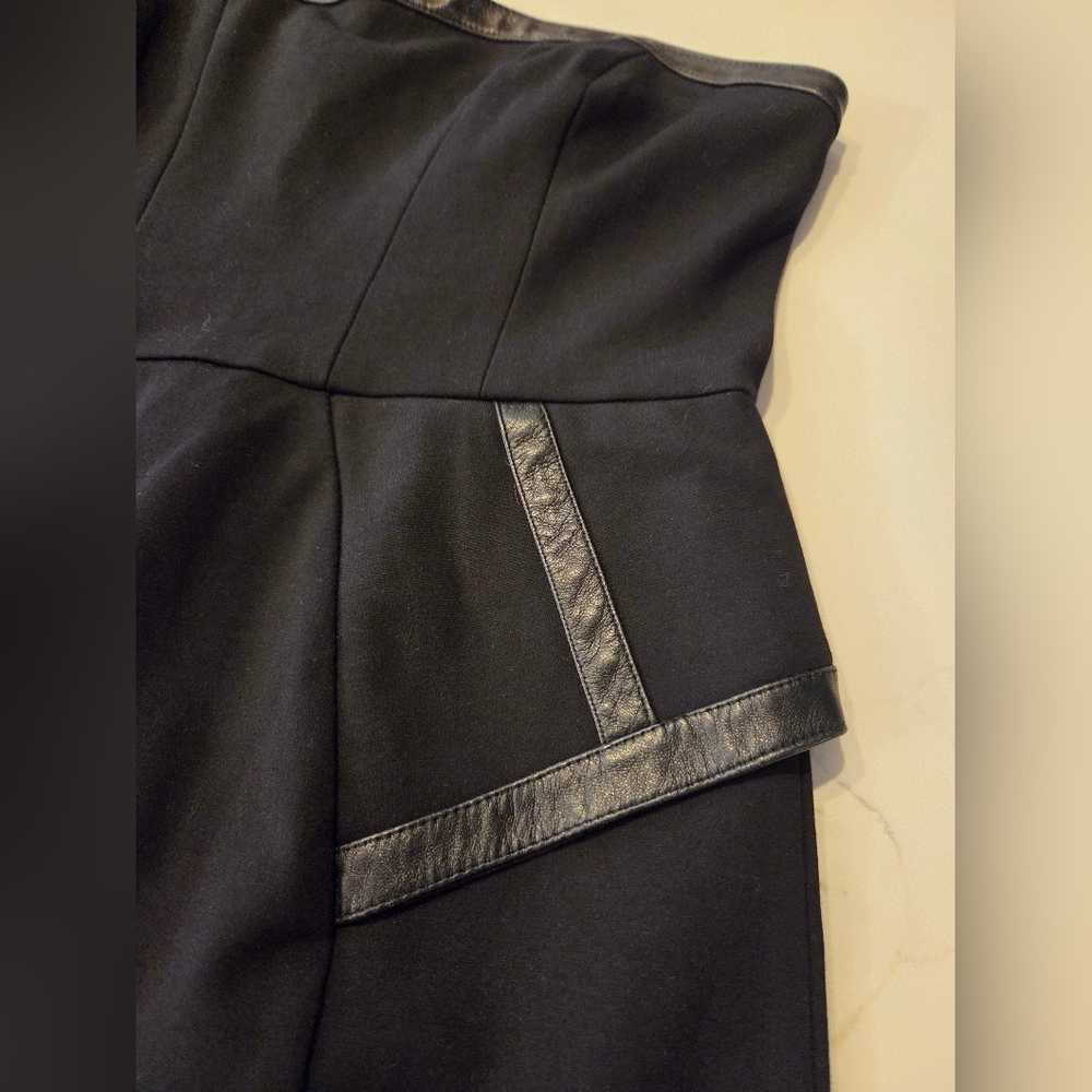 Strapless Leather Detailed Sexy Grunge Goth Mini Dress - Picture 2 of 8